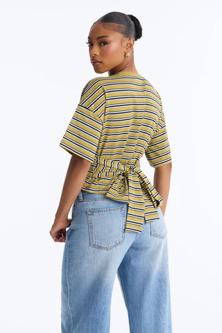 Street Ease Striped Sinched Waist T-Shirt