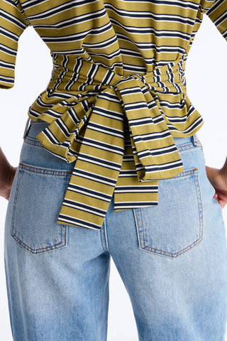 Street Ease Striped Sinched Waist T-Shirt