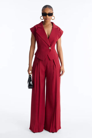 Feeling Polished Cinched Vest Pant Set