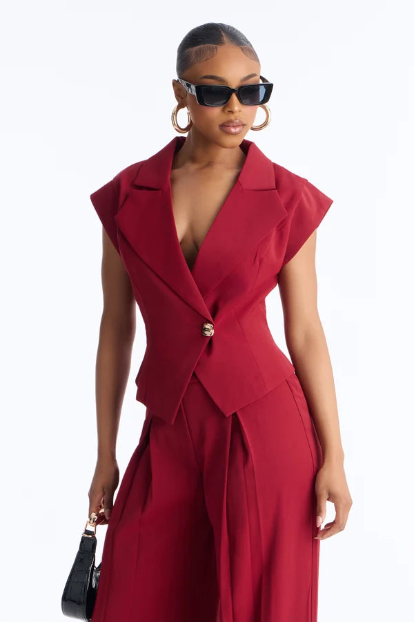 Feeling Polished Cinched Vest Pant Set