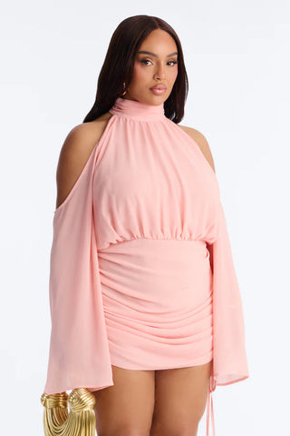 Kyra Cold Shoulder Chiffon Mini Dress