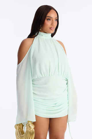 Kyra Cold Shoulder Chiffon Mini Dress