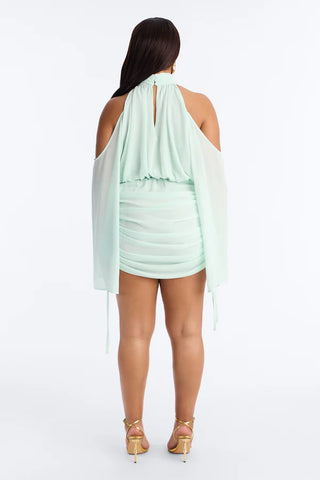 Kyra Cold Shoulder Chiffon Mini Dress