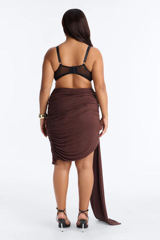 Effortless Edge Draped Midi Skirt