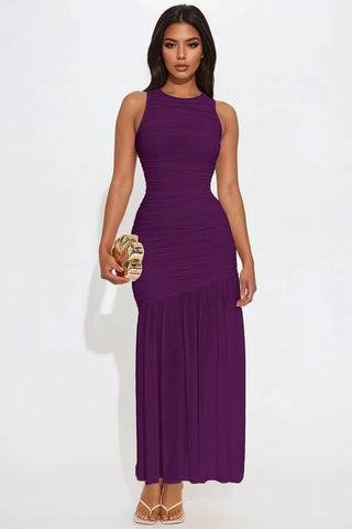Kendall Ruched Maxi Dress - Plum
