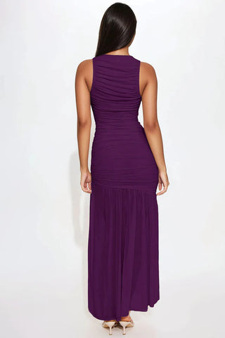 Kendall Ruched Maxi Dress - Plum