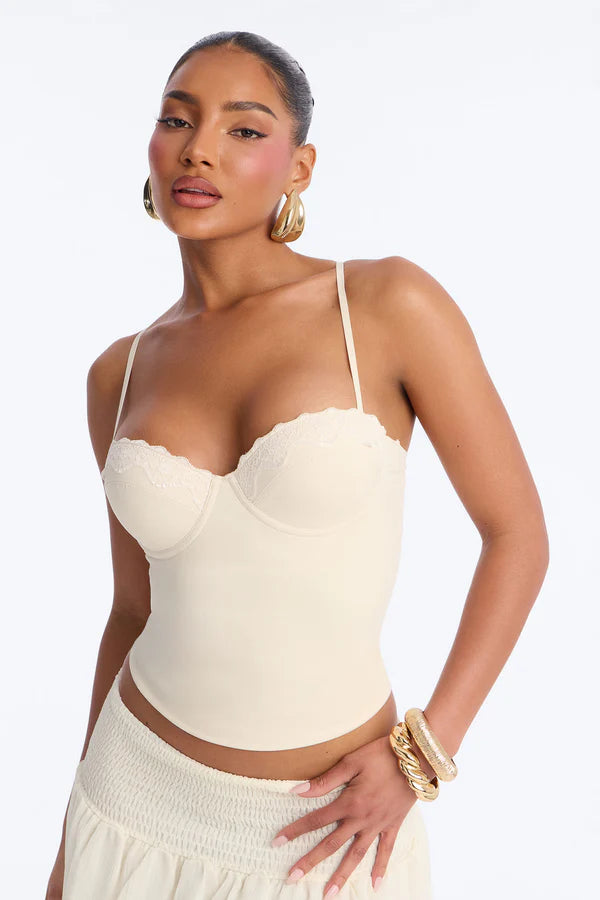 Luminous Love Padded Sweetheart Neck Tank Top - Cream