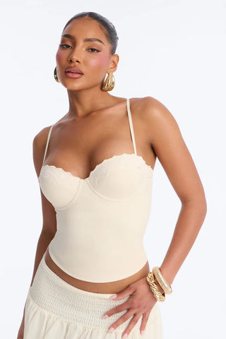 Luminous Love Padded Sweetheart Neck Tank Top - Cream