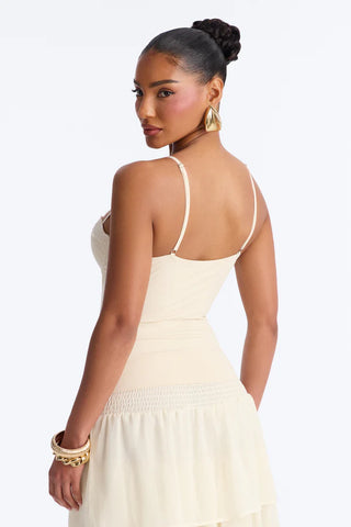 Luminous Love Padded Sweetheart Neck Tank Top - Cream