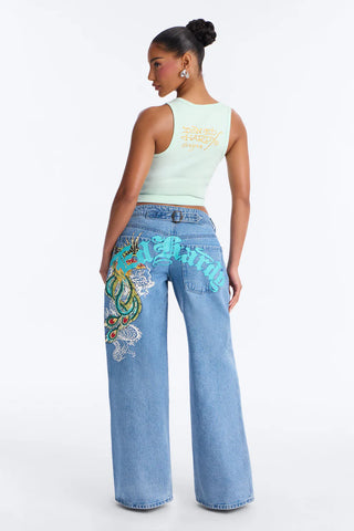 Ed Hardy Phoenix Wide Leg Jeans