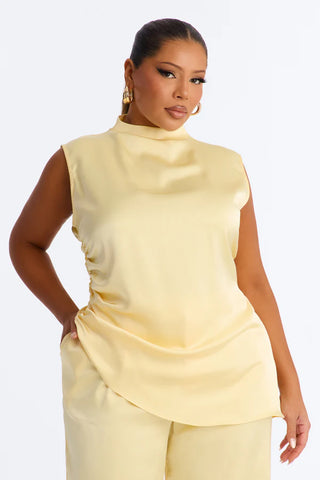 Corinna Sleeveless Satin Pant Set