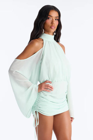 Kyra Cold Shoulder Chiffon Mini Dress
