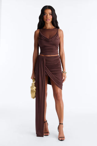 Effortless Edge Draped Midi Skirt