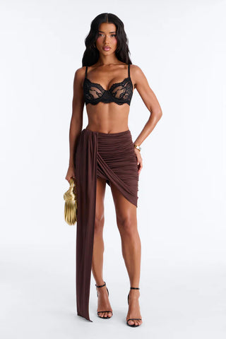 Effortless Edge Draped Midi Skirt