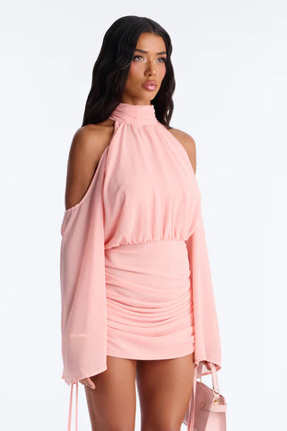 Kyra Cold Shoulder Chiffon Mini Dress