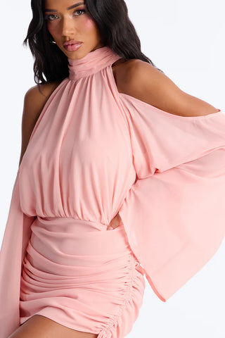 Kyra Cold Shoulder Chiffon Mini Dress