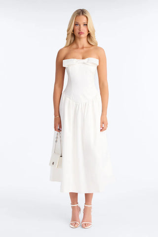 Darling Bow Satin Midi Dress