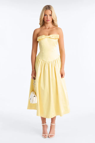 Darling Bow Satin Midi Dress