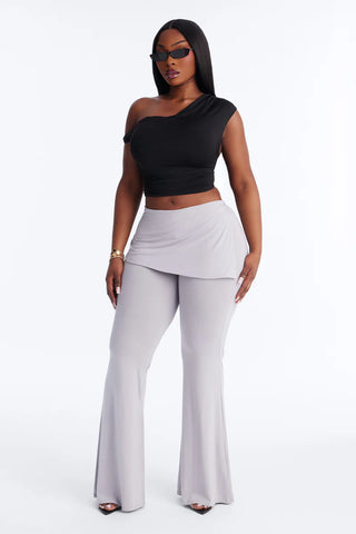 Wrapped Up Asymmetrical Skirt Flare Pant