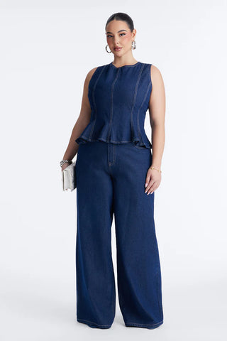 Dalia Denim Wide Leg Pant Set