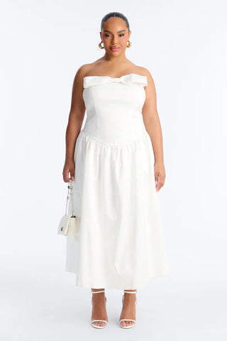 Darling Bow Satin Midi Dress