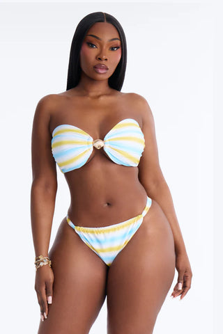 Heats Waves Ombre Hardware 3 Piece Bikini Skirt Set