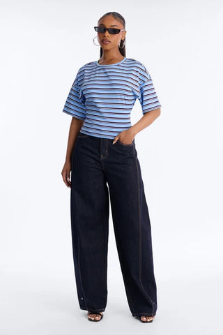 Street Ease Striped Sinched Waist T-Shirt