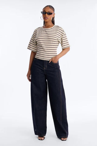 Street Ease Striped Sinched Waist T-Shirt