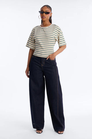 Street Ease Striped Sinched Waist T-Shirt