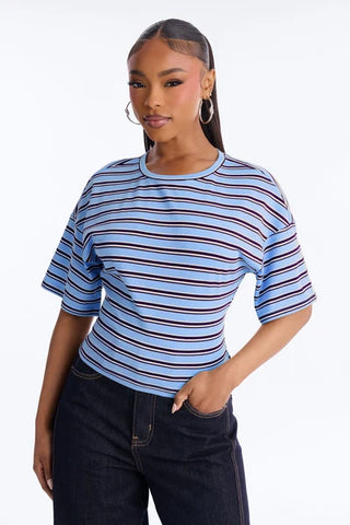 Street Ease Striped Sinched Waist T-Shirt