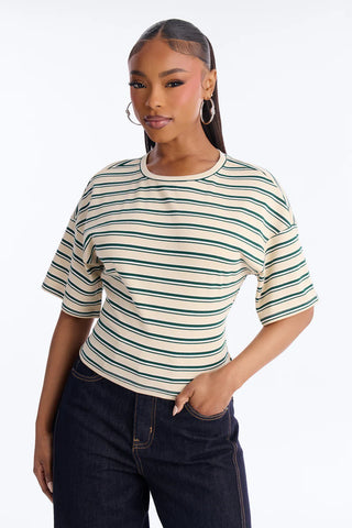 Street Ease Striped Sinched Waist T-Shirt