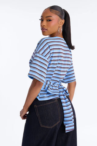 Street Ease Striped Sinched Waist T-Shirt