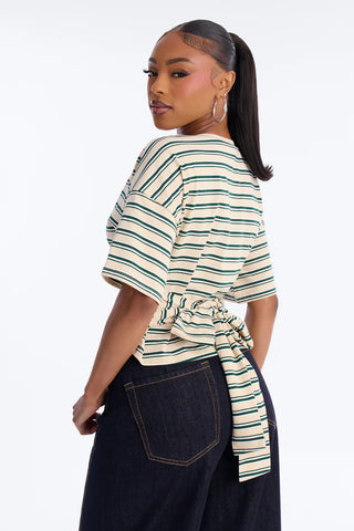 Street Ease Striped Sinched Waist T-Shirt