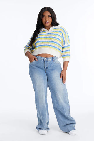 Vacay Vibe Striped Crochet Polo