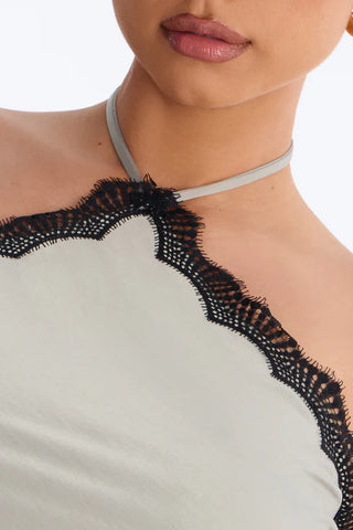 Bella Rose Draped Lace Trim Jumpsuit
