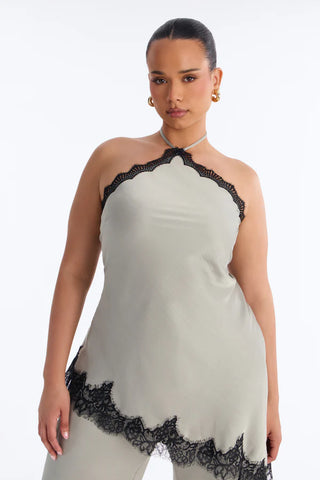Bella Rose Draped Lace Trim Jumpsuit