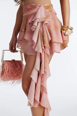 Waverly Ombre Draped Chiffon Mini Skirt