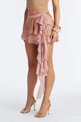 Waverly Ombre Draped Chiffon Mini Skirt