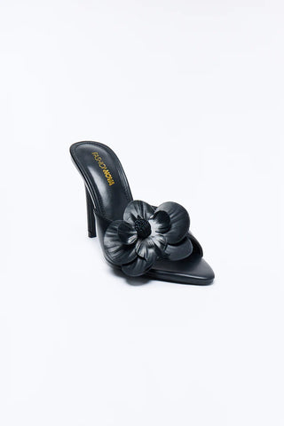 Bloomy Flower Stiletto Heels - Black