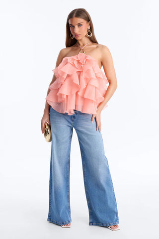 Ruffle Cutie Hardware Organza Halter Top