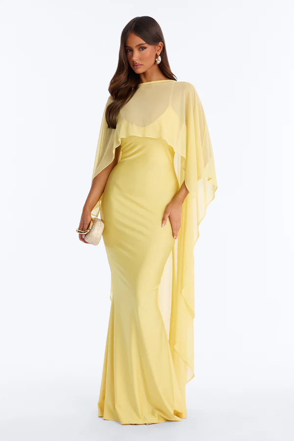 Staying True Satin Maxi Dress - yellow