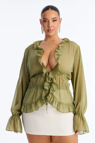 About Me Flyaway Chiffon Ruffle Top