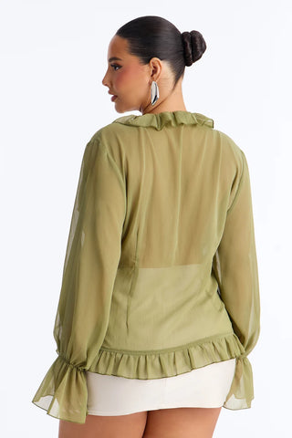 About Me Flyaway Chiffon Ruffle Top