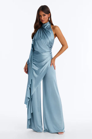 Chic Motives Draped Wide Leg Jumpsuit