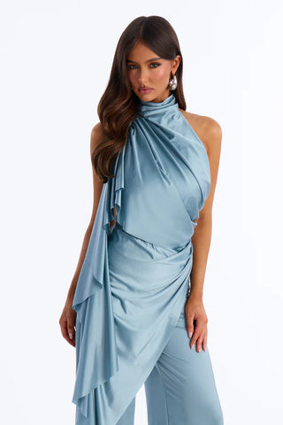 Chic Motives Draped Wide Leg Jumpsuit