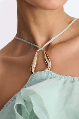 Ruffle Cutie Hardware Organza Halter Top