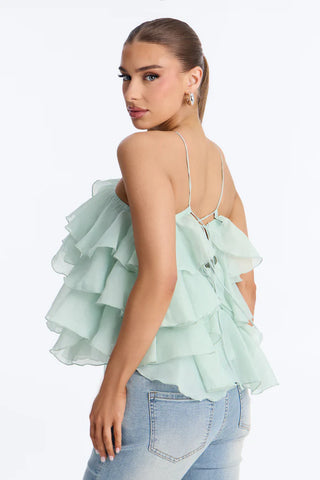 Ruffle Cutie Hardware Organza Halter Top