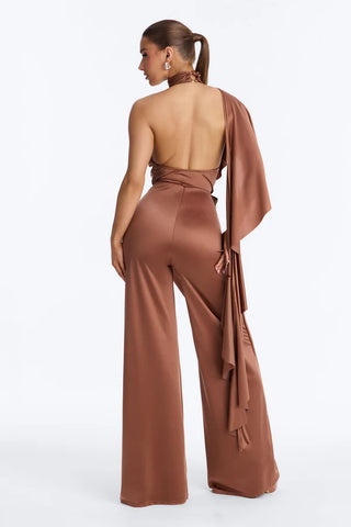 Chic Motives Draped Wide Leg Jumpsuit