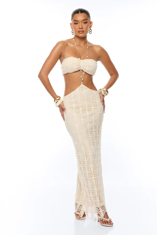 Golden Energy Crochet Skirt Set