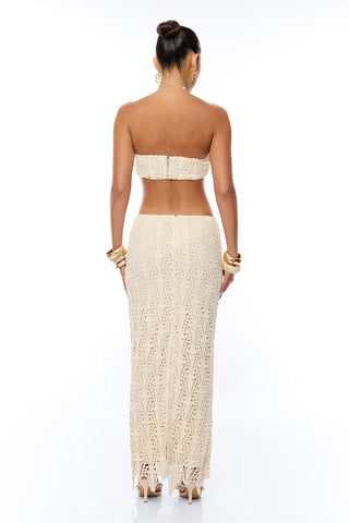 Golden Energy Crochet Skirt Set